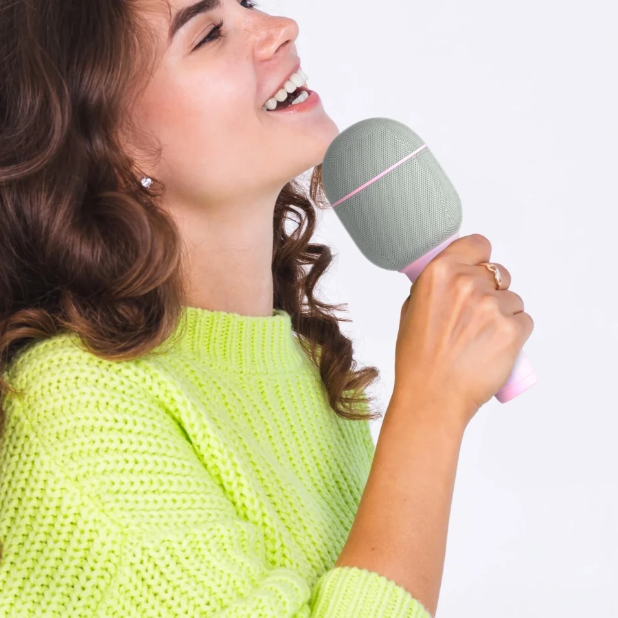 5 Farklı Eğlenceli Ses Efektli Karaoke Mikrofon ve Bluetooth Hoparlör - Pembe - 3