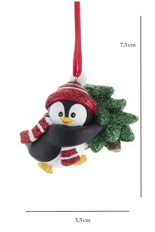 Atkılı Penguen Çam Ağacı İle Yılbaşı Süsü – 7,5cm - 2