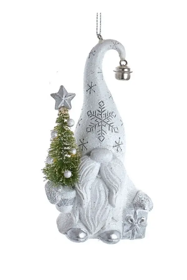 Beyaz/Gri 12 cm Reçine Noel Baba - 3 Yılbaşı Süsü - 4