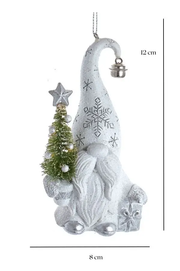 Beyaz/Gri 12 cm Reçine Noel Baba - 3 Yılbaşı Süsü - 6