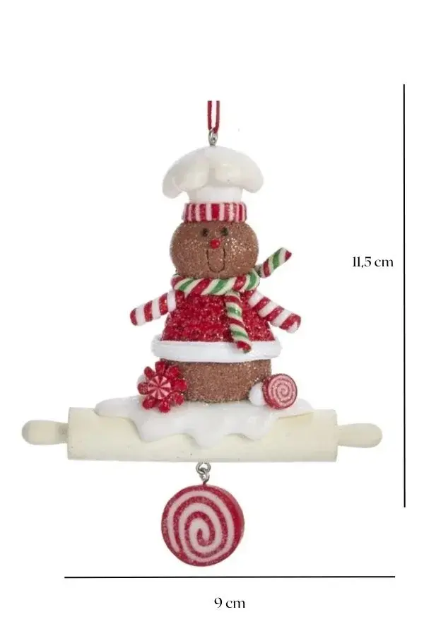 Oklavalı Aşçı Gingerbread Man Yılbaşı Süsü – 11,5cm - 3